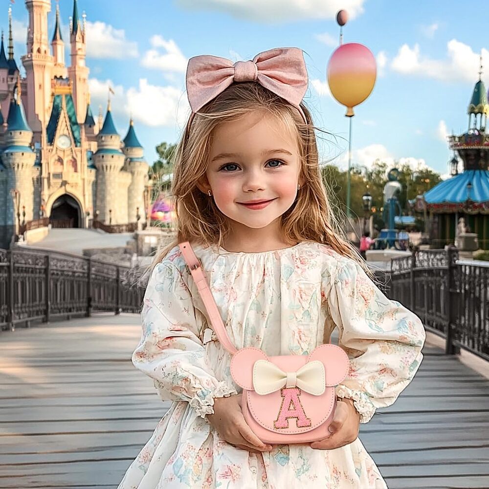 Letter A Toddler Crossbody Purse, Girls Mini Mouse Ears Purse, Pink A Handbag - Picture 2 of 6